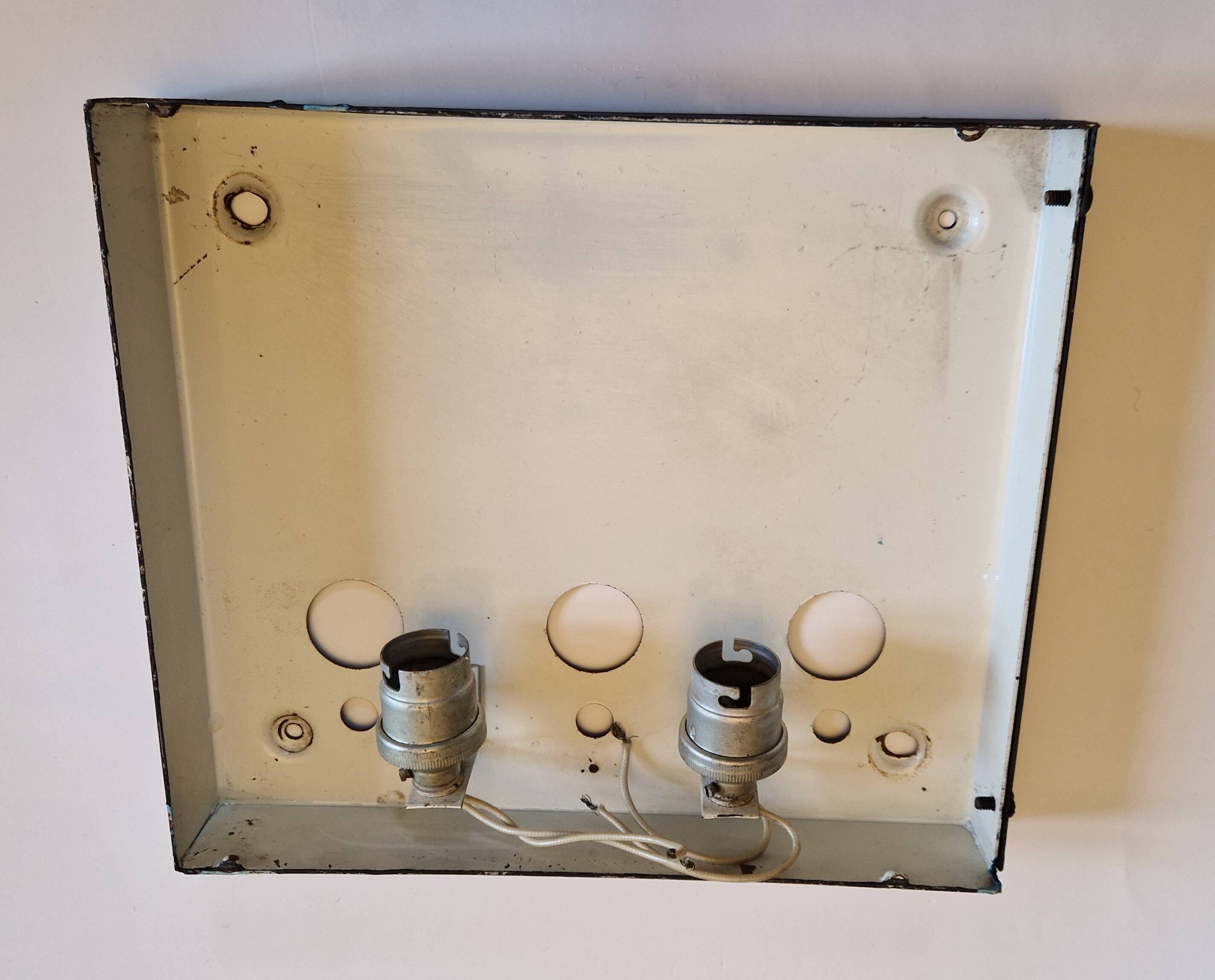 Pair of rectangular wall/ceiling lights in molded glass, 1960s