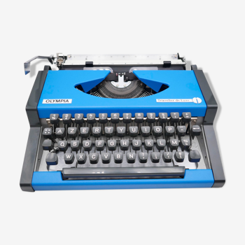 Machine à écrire olympia traveller de luxe bleue vintage révisée ruban neuf