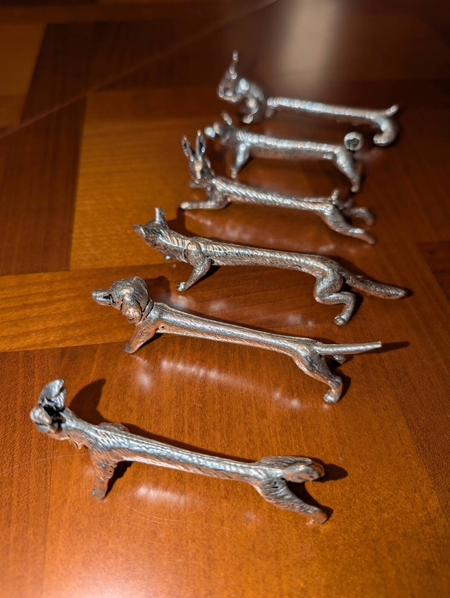 Set of 6 animal-shaped silver-plated knife rests
