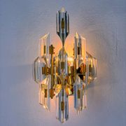 Oscar Torlasco for Stilkronen wall sconce, cut Murano glass, Italy, circa 1970s