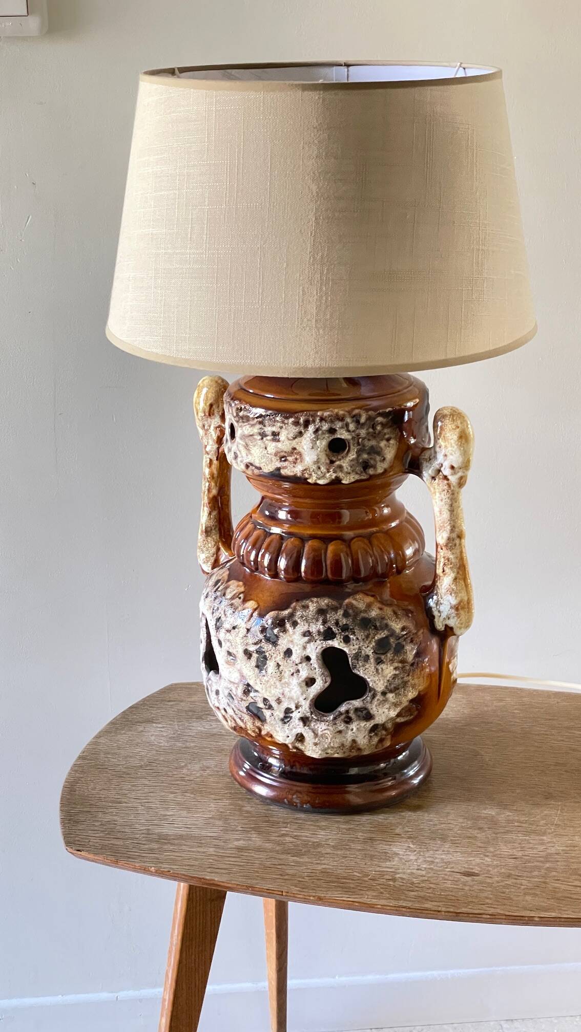 Lamp ceramic fat lava double lighting 70s