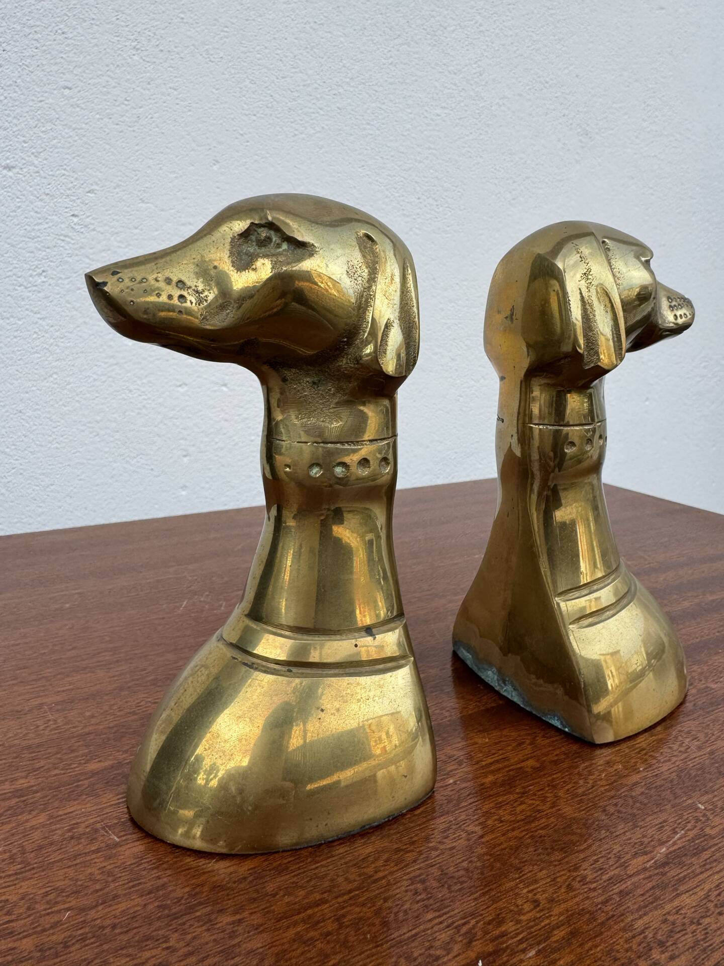 Dog bookends, solid brass, 1970s.