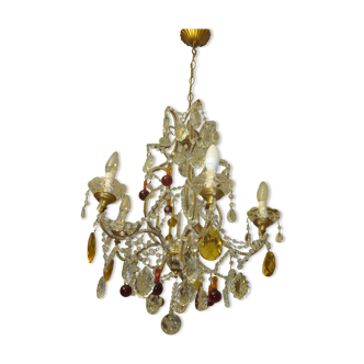 Antique chandelier with murano colored grapevines 5 lights