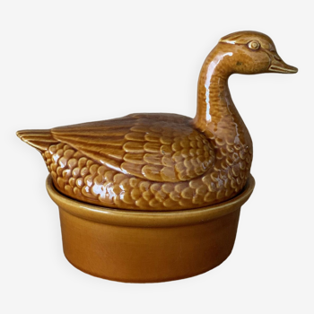 Récipient de cuisine en poterie vintage en forme de canard