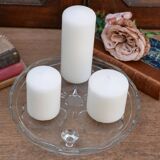 Plateau décoratif rond en verre avec motif de feuilles