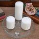 Round decorative glass tray with leaf pattern