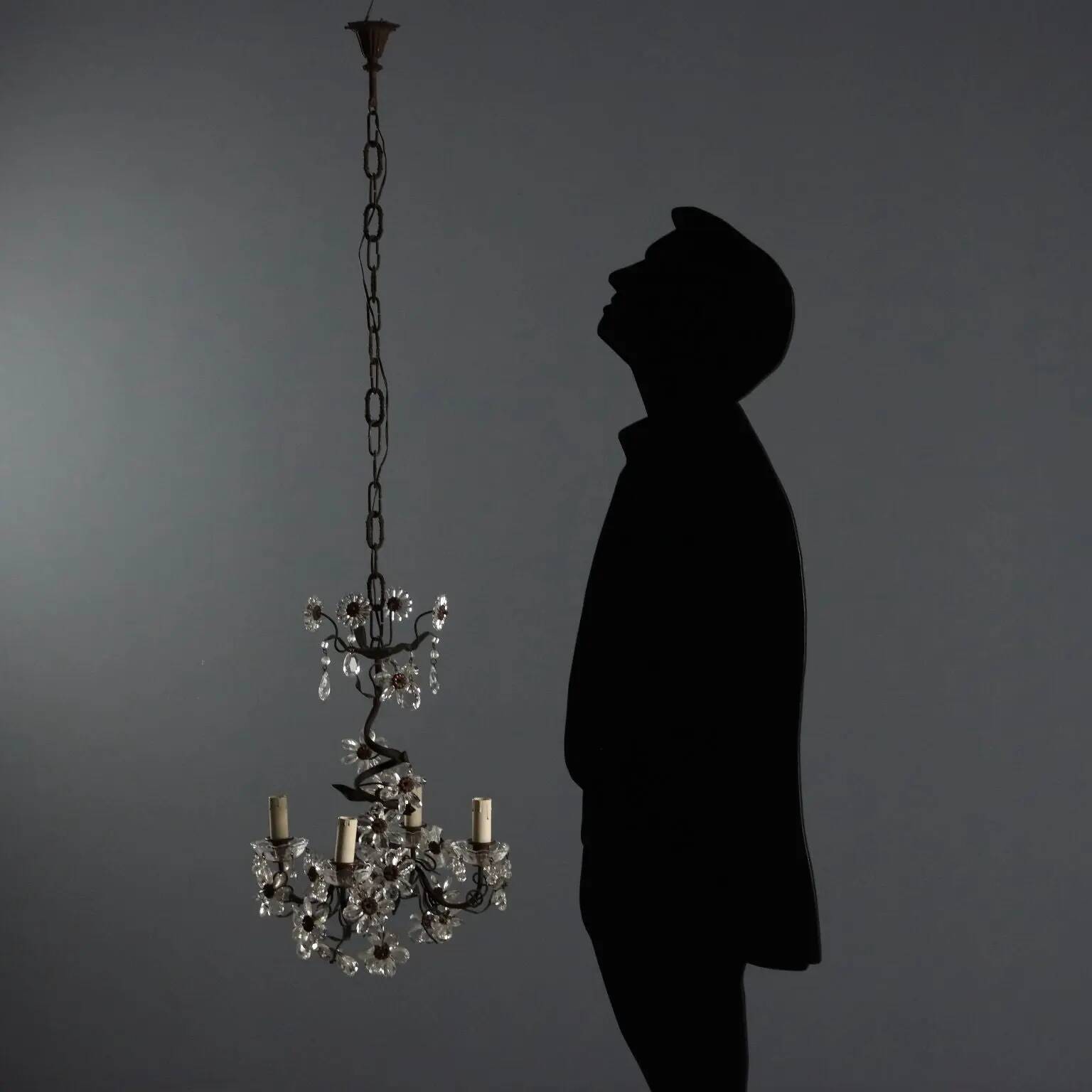 Antique metal and sheet chandelier, Italy, 20th century