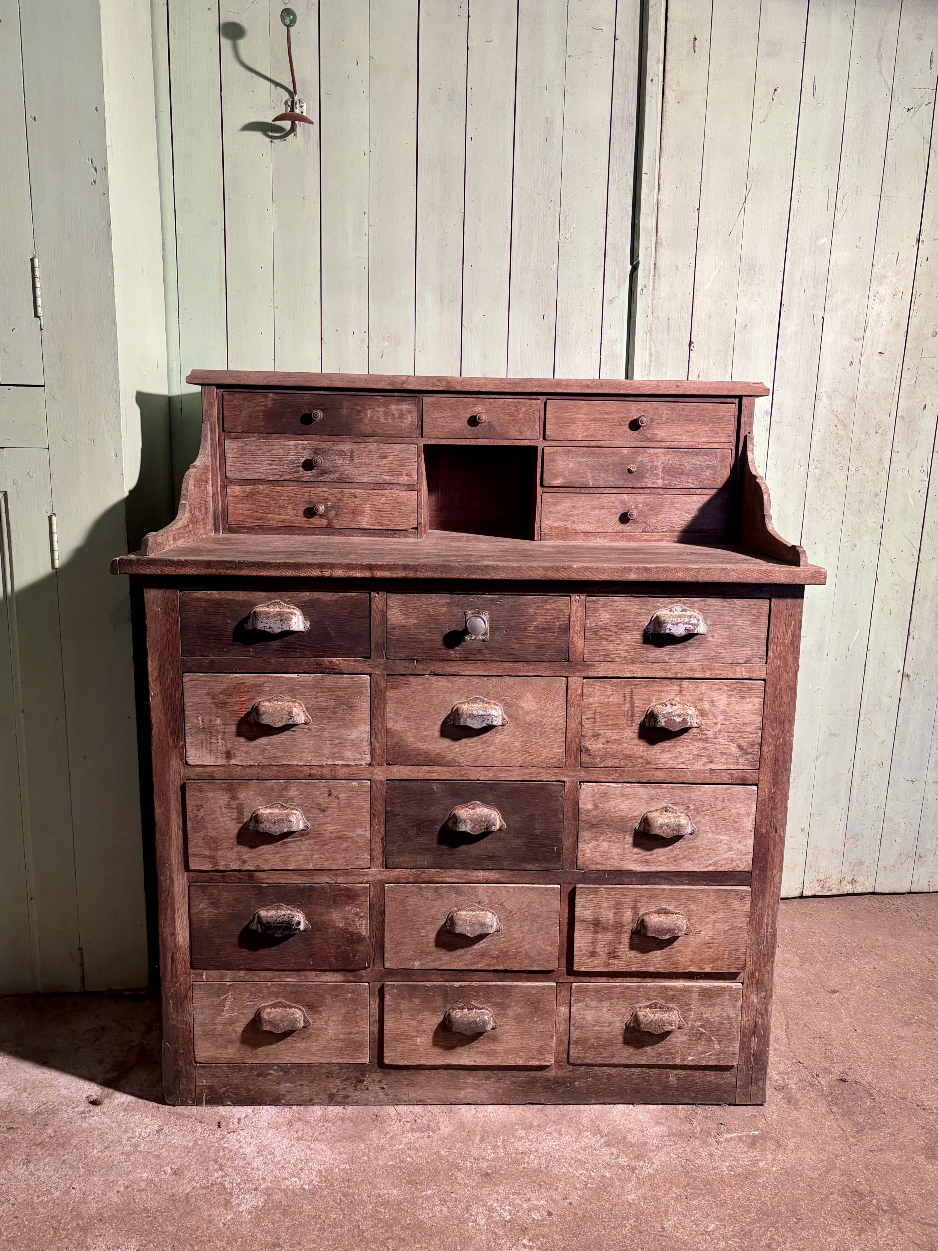 Antique solid wood workshop furniture with drawers