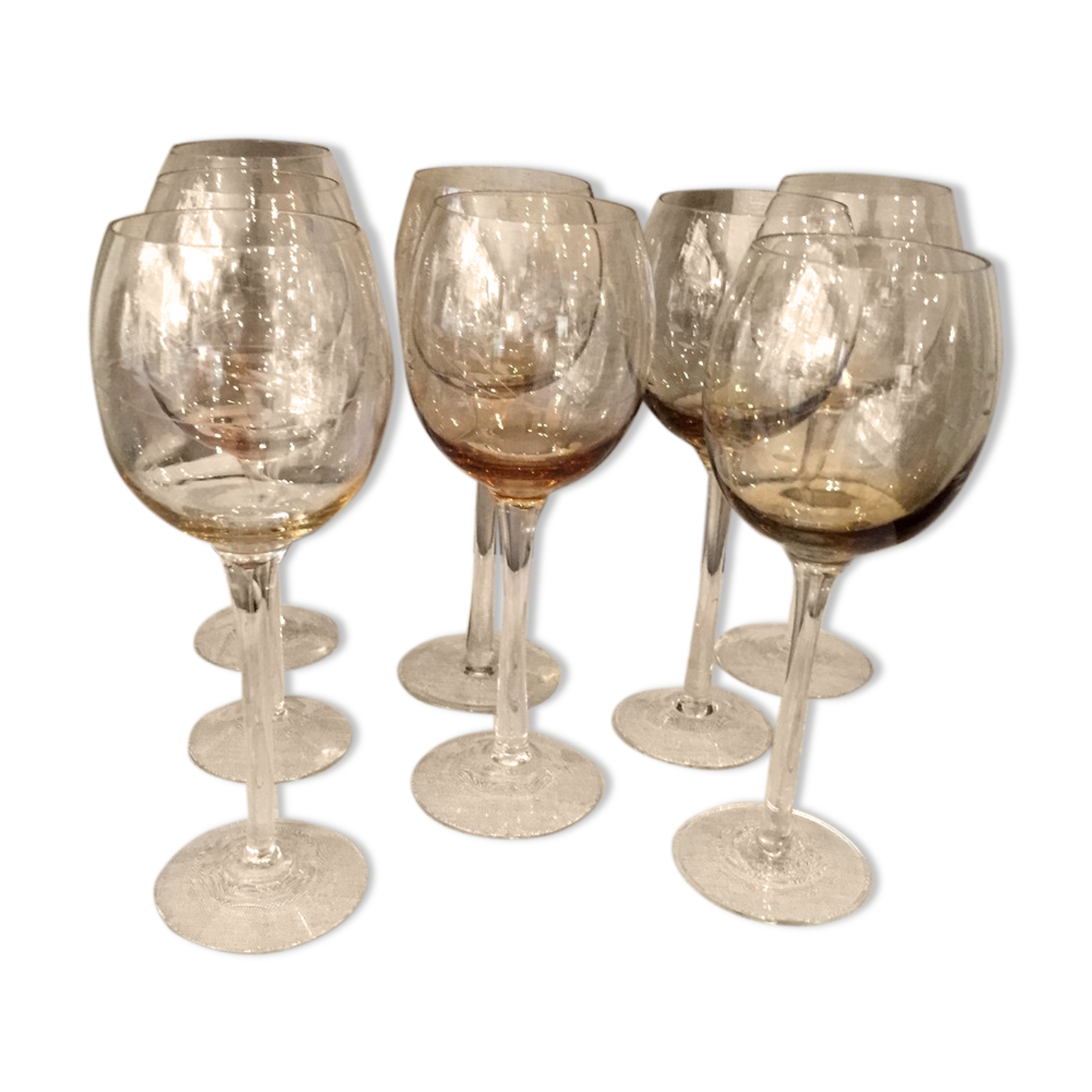 SUITE OF 8 GLASSES A GLASS WINE SMOKES OF THE YEARS 1930 1940
