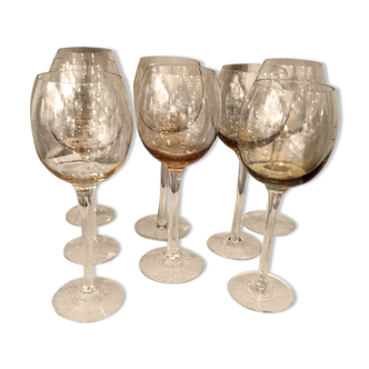 SUITE OF 8 GLASSES A GLASS WINE SMOKES OF THE YEARS 1930 1940