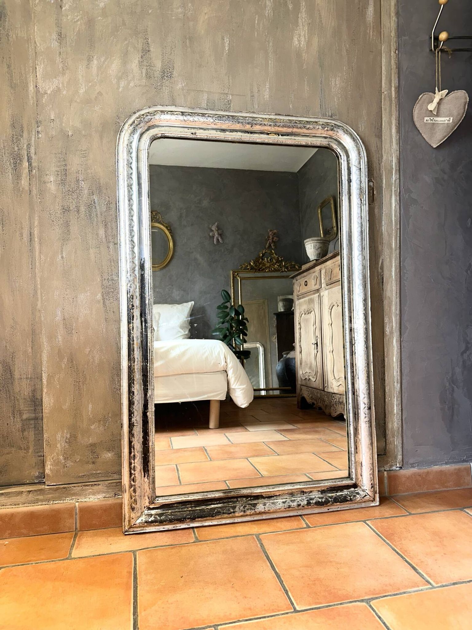 Louis-Philippe antique silvered mirror 19th century