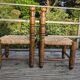 Duo of brutalist straw-covered oak chairs 1940-1950 # Charles Dudouyt