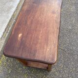 Vintage farmhouse dessert trolley on wheels made of solid wood from the 19th century.