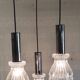 Suspension cascade 3 lights in chrome metal and crystal - mid 20th century.