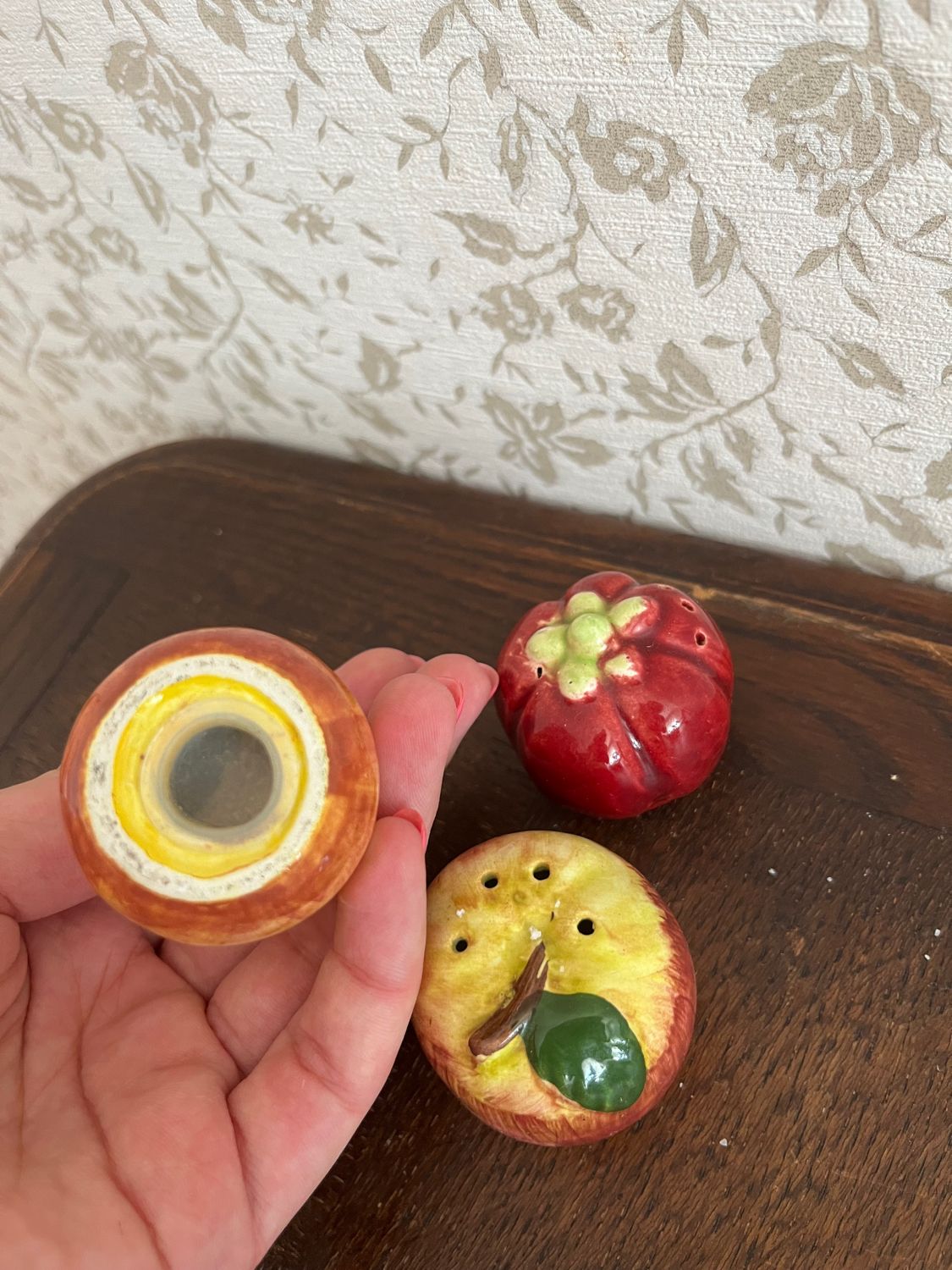 Salt and pepper shakers in slurry fruit