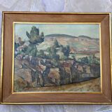 Tableau: Oil on canvas: Reproduction of a Landscape by P Cezanne