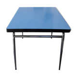 Blue formica table with extension with drawer