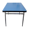 Table formica bleu à rallonge avec tiroir