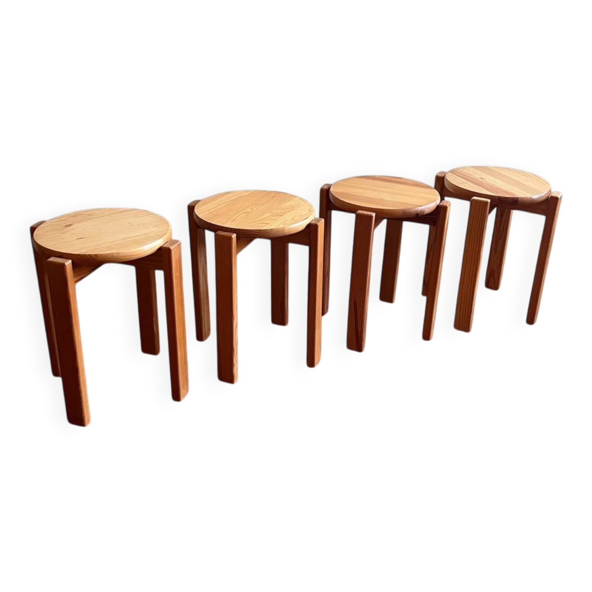 Tabouret en bois résineux, set de 4