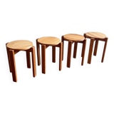 Tabouret en bois résineux, set de 4