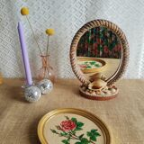 Miroir coquillages ovale à poser de table vintage