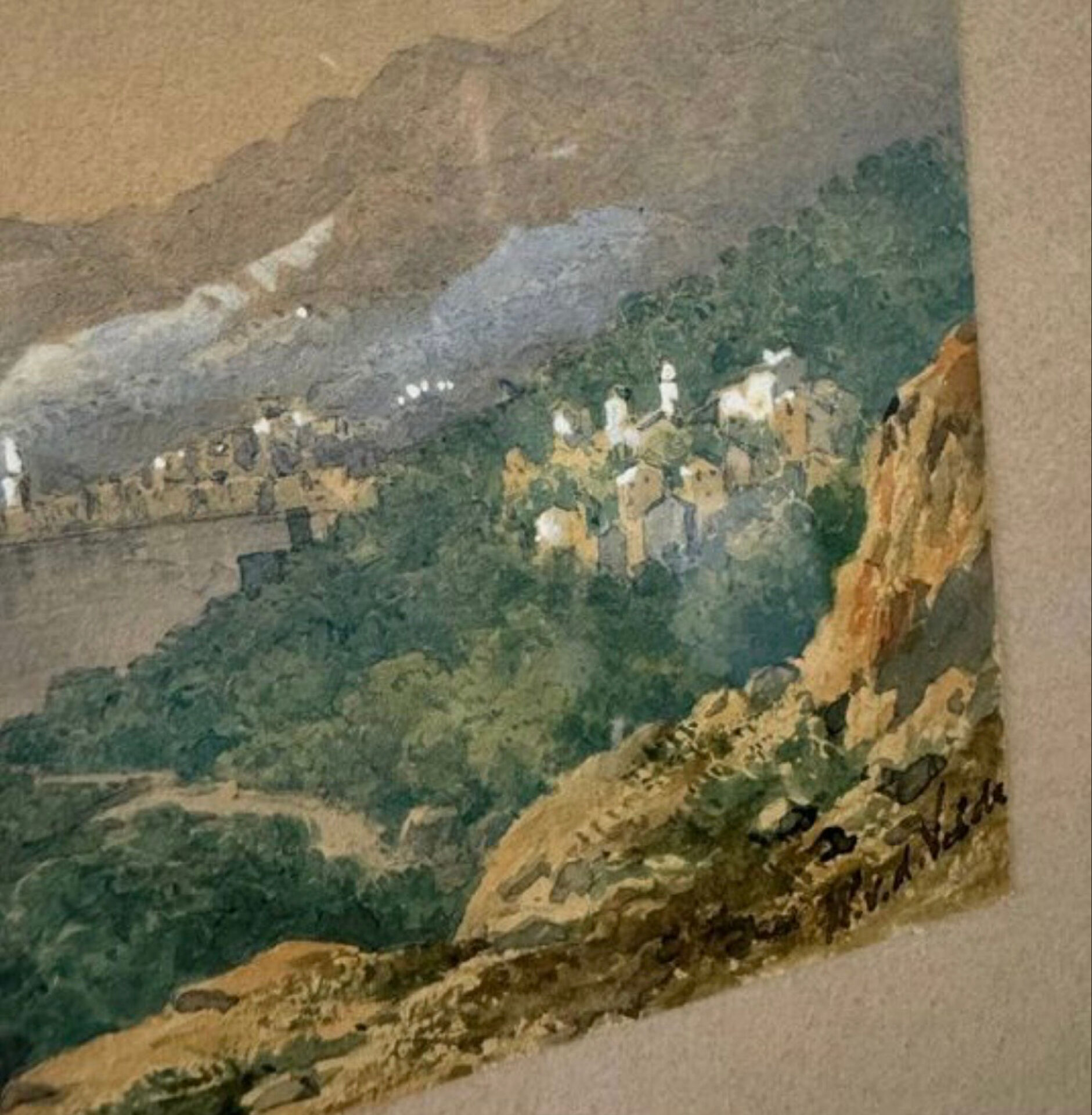 Watercolour C.W. M. Van de Velde Mediterranean coast near Cannes