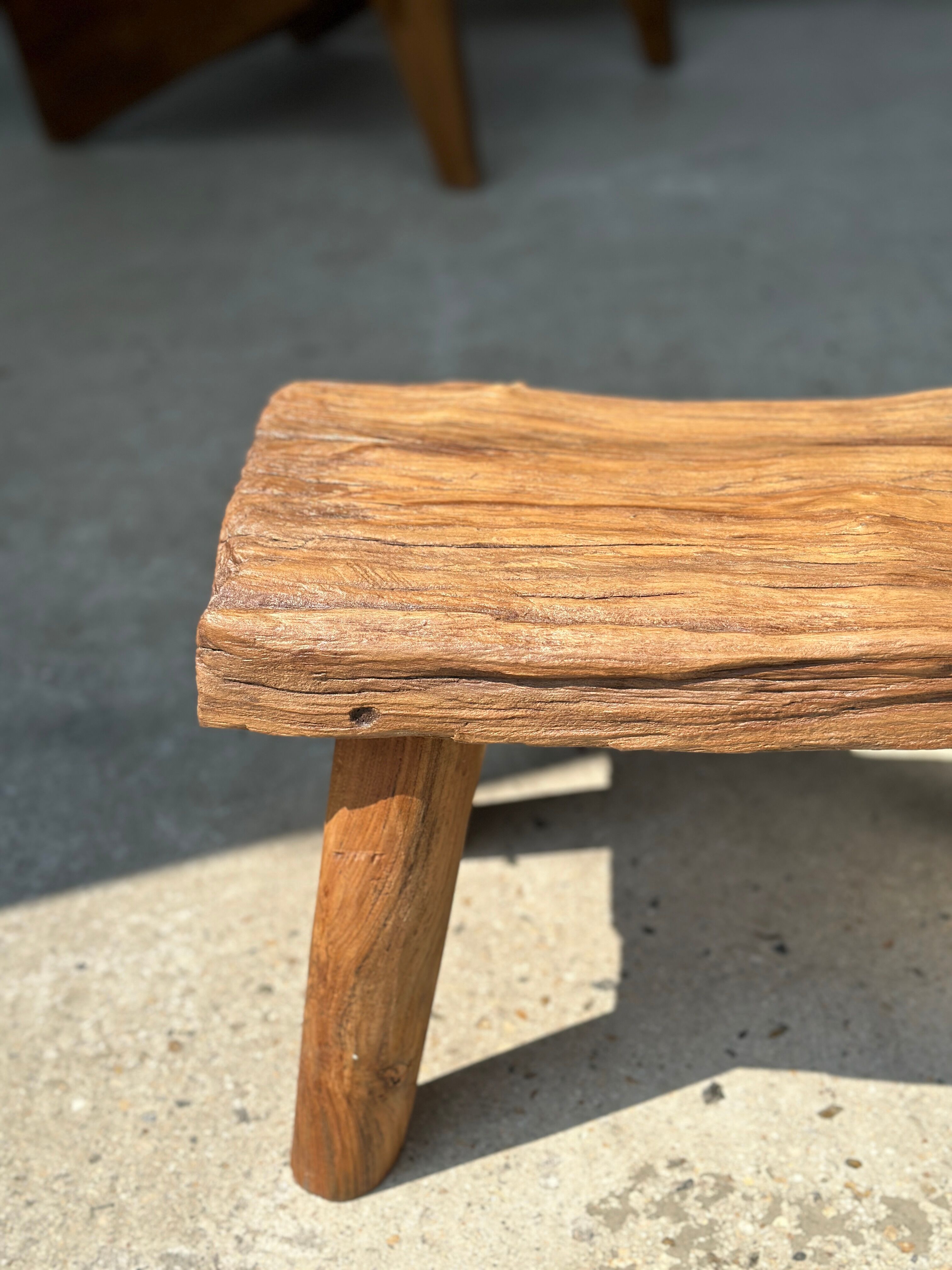Small side table or stool in blond teak H:30 L43 l27