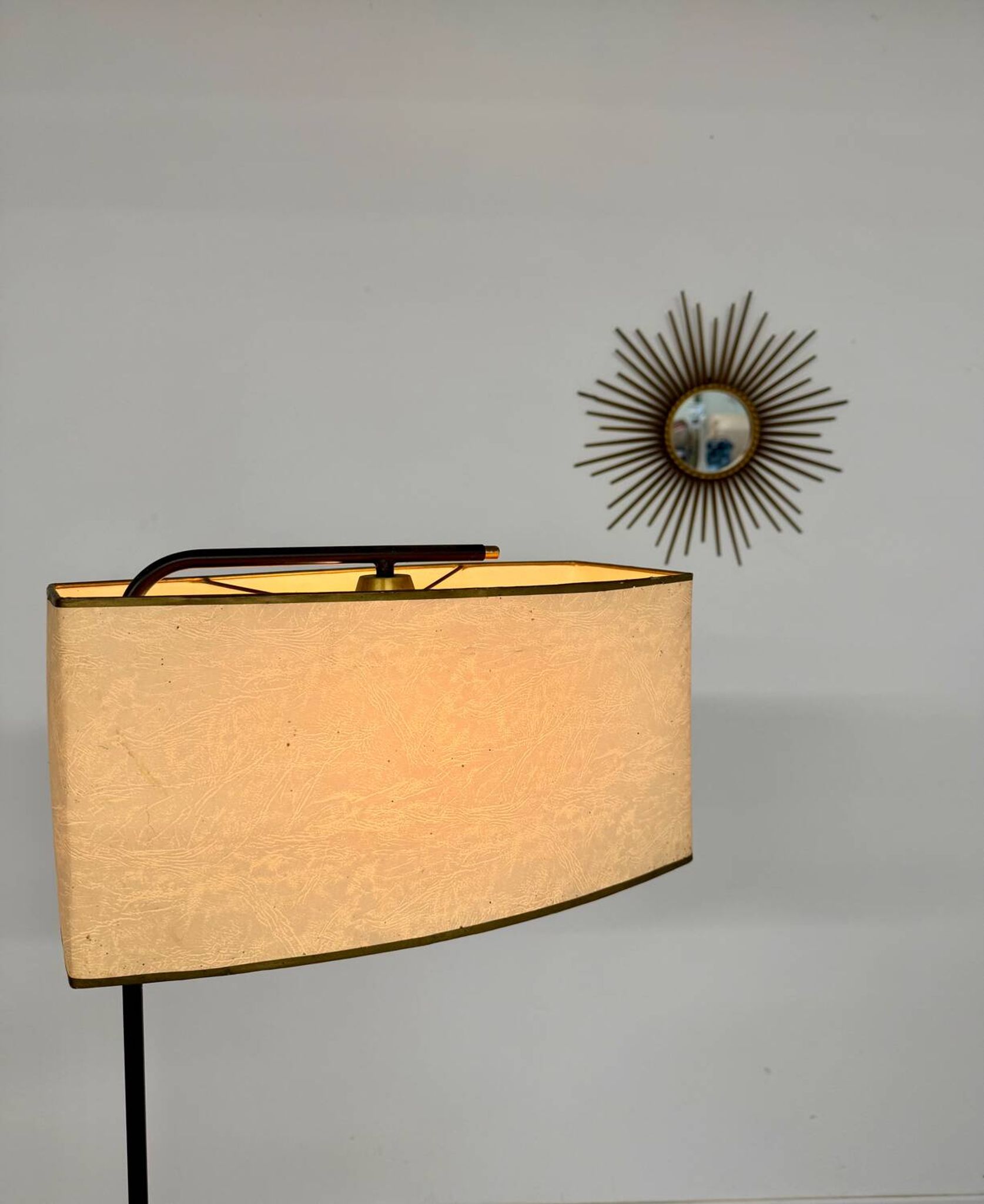 Vintage French design metal and brass floor lamp from the 1950s, Arlus