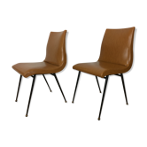 Paire de chaises années 50 pied compas