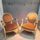 Pair of Louis XV style gray lacquered armchairs