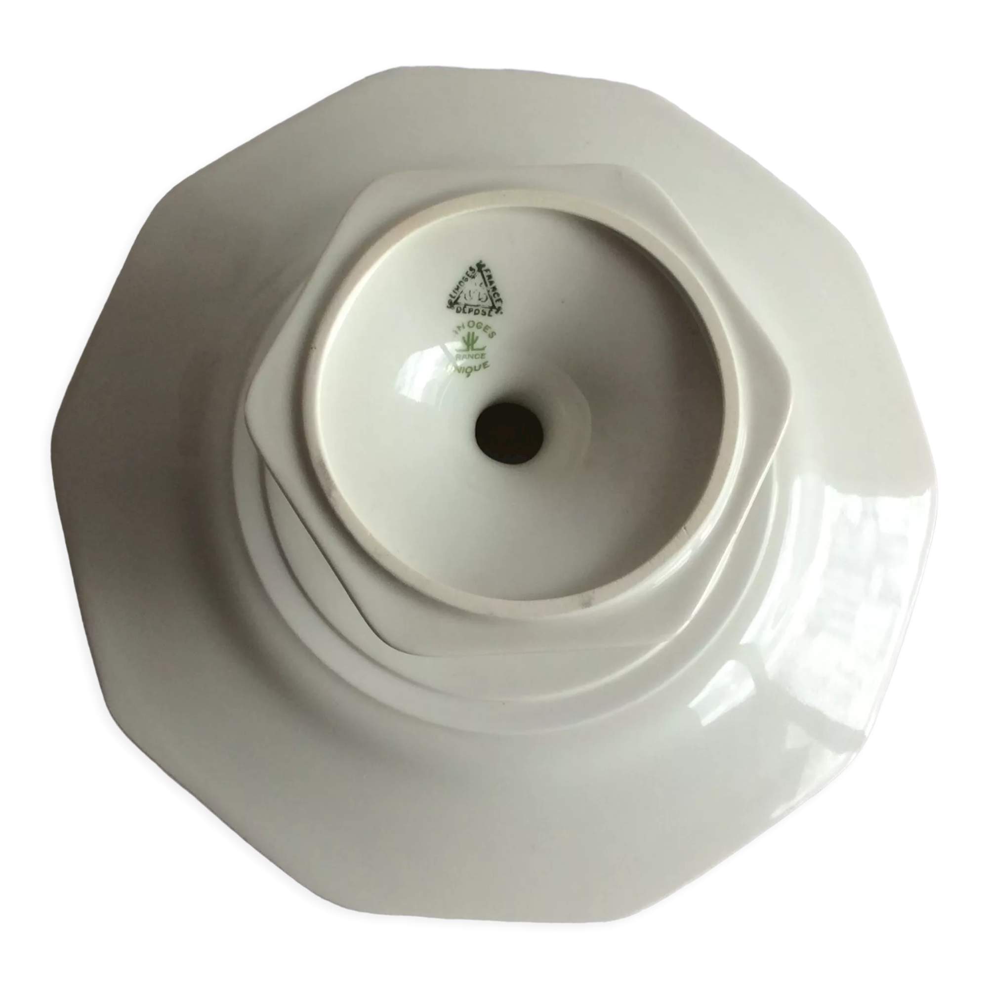 Servant dish on porcelain pedestal Limoges MC