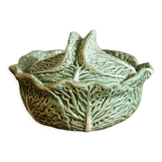 Covered pot in slip, collard greens