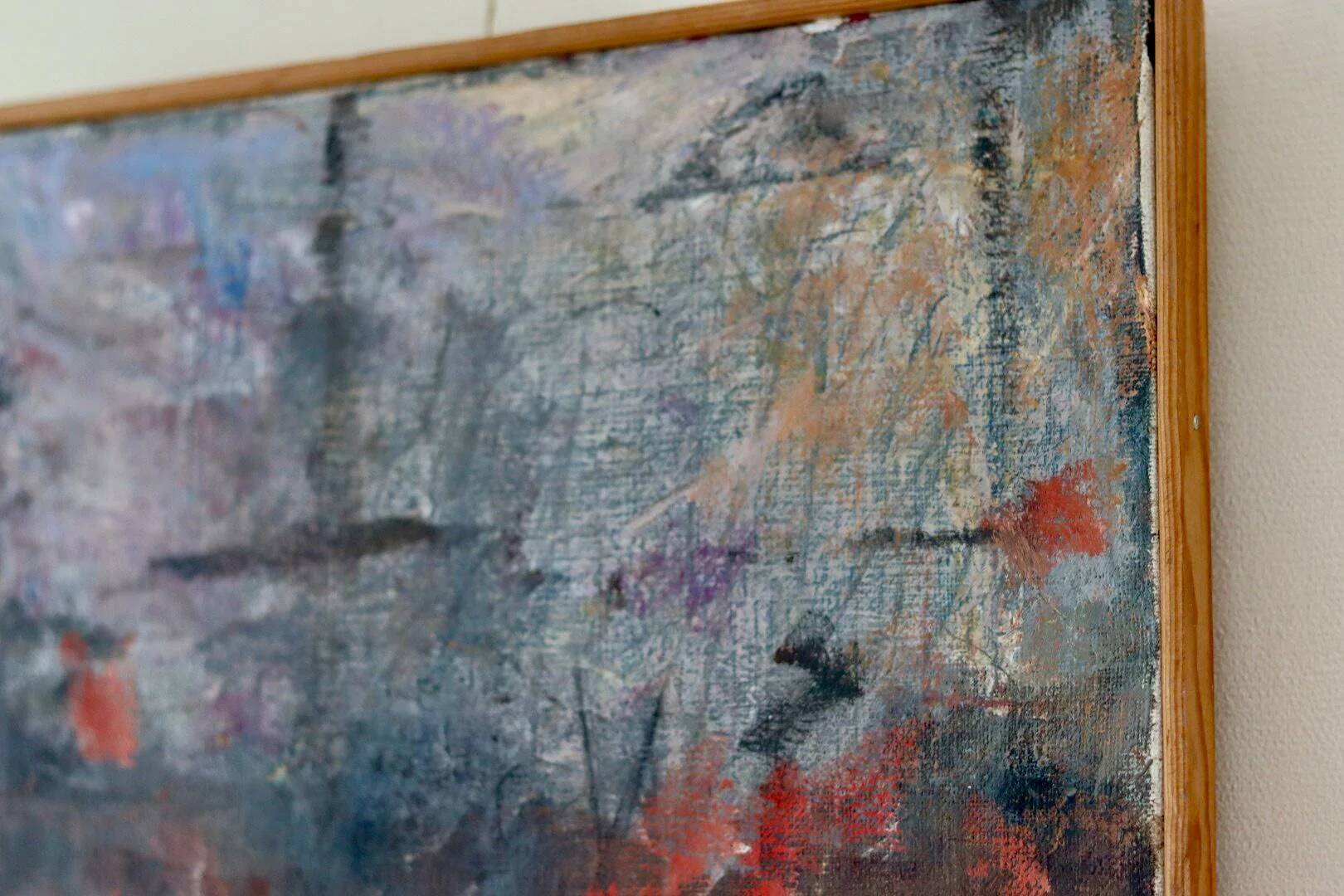 Abstract oil on canvas "warm tones", mid-20th century