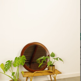 Miroir rond vintage en bois