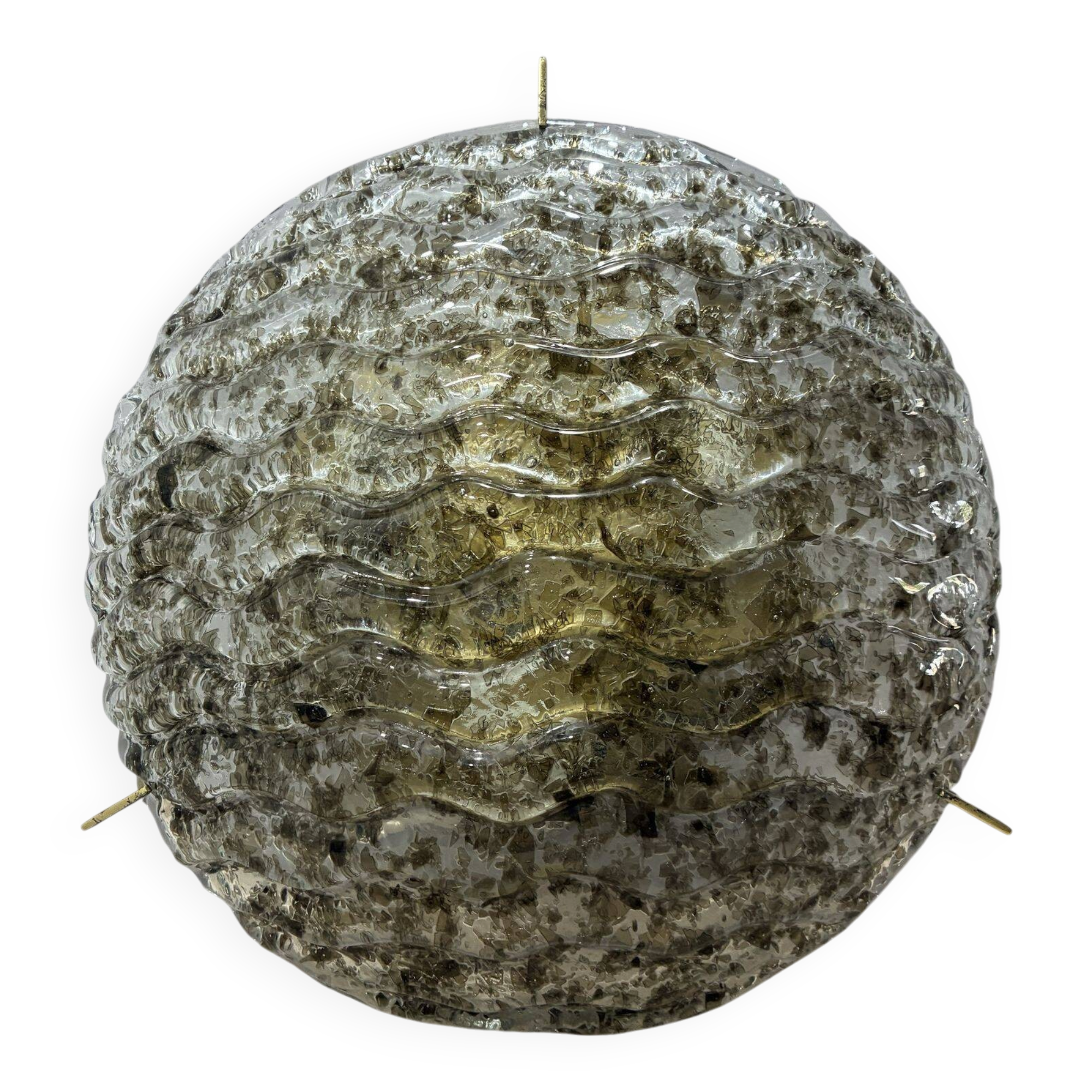 Kaiser Leuchten Murano ice glass flush mount lamp, 40 cm, 1970s