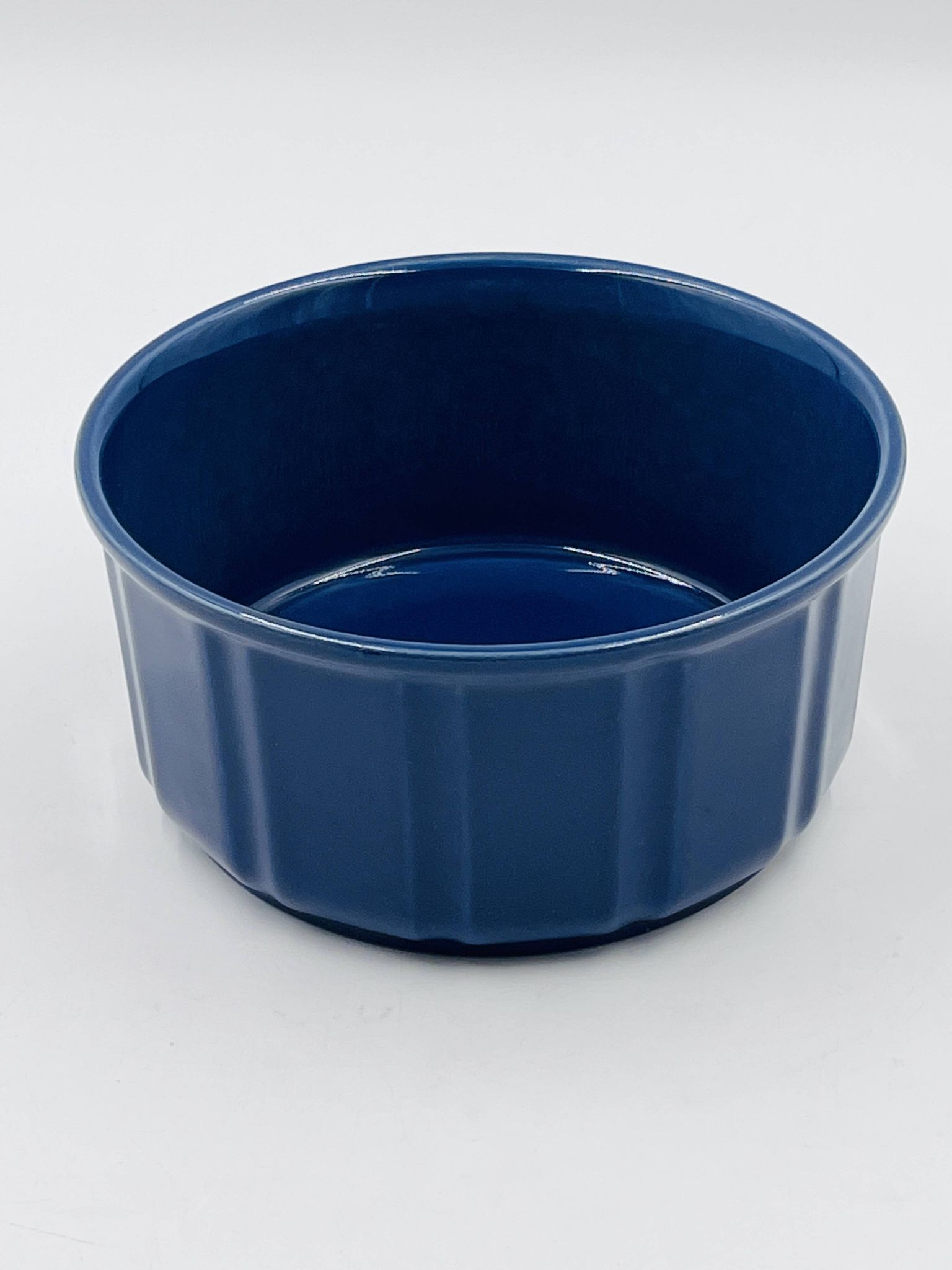 Vintage blue glazed ceramic gratin dish from the 1970s.