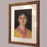 Portrait ancien pastel Jeune femme des années 30