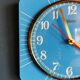 Vintage formica clock rectangular silent wall clock "Carrez blue"