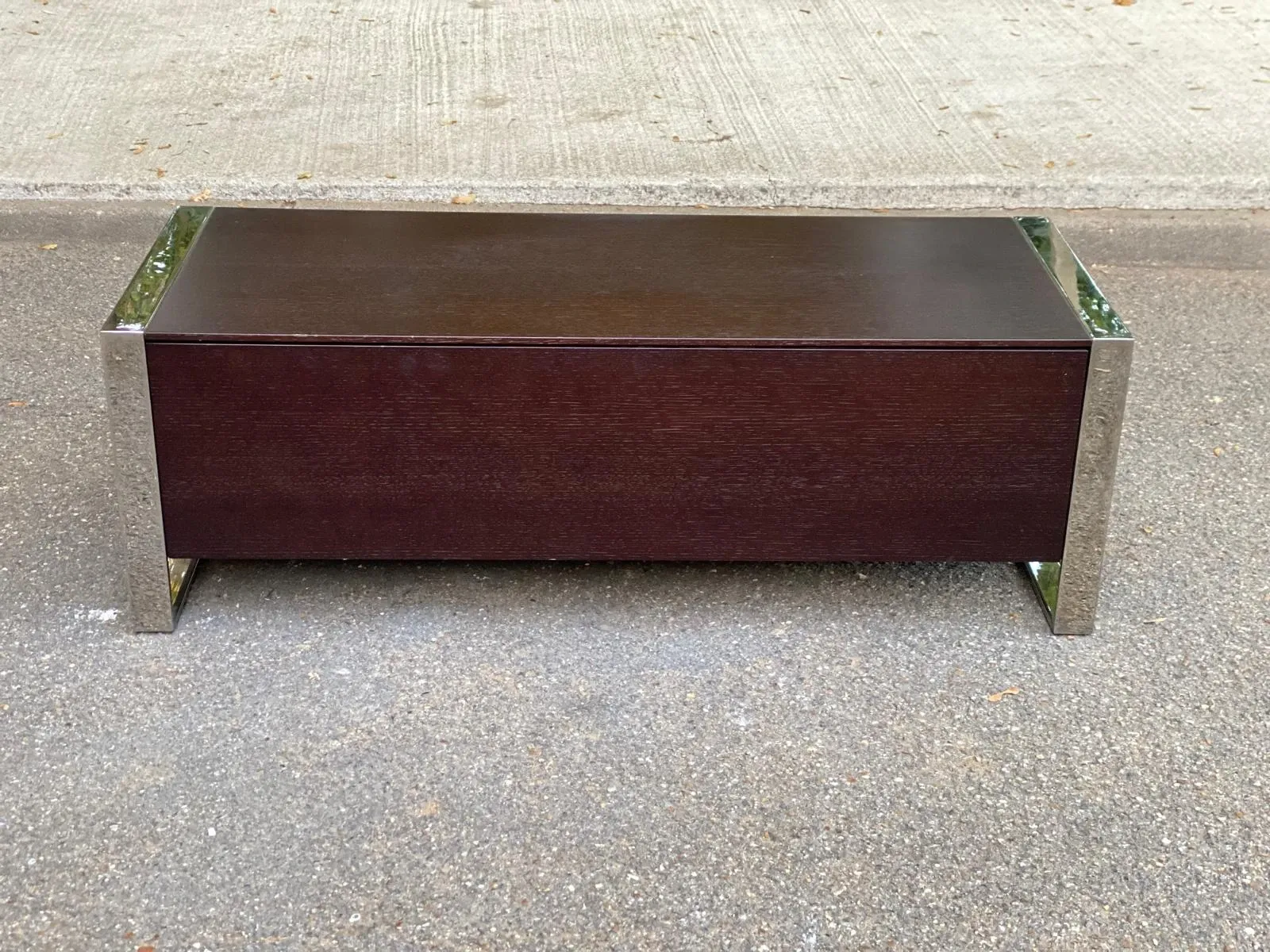 Low design TV unit XXL Dark wood wenge & chrome metal 120cm