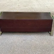 Low design TV unit XXL Dark wood wenge & chrome metal 120cm
