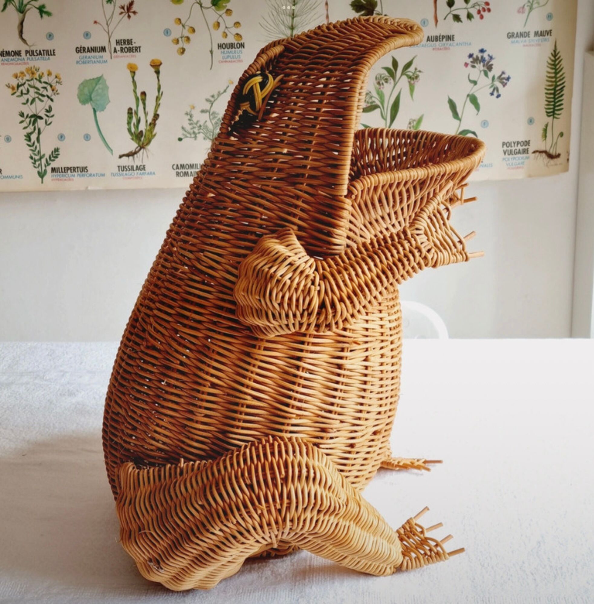 Wicker frog magazine holder Olivier Cajan
