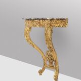 Louis XV period carved and gilded wooden console. Circa 1880.