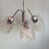 Mid-century chandelier, chrome and glass, Belgium 1960