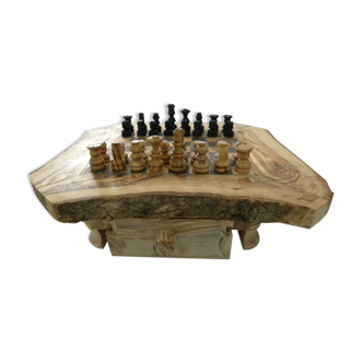 Olive wood chess board handmade chess games Tunisia natural rough edge