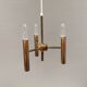 Chandelier with 3 light sources, made of metal and brass. 1960-70s