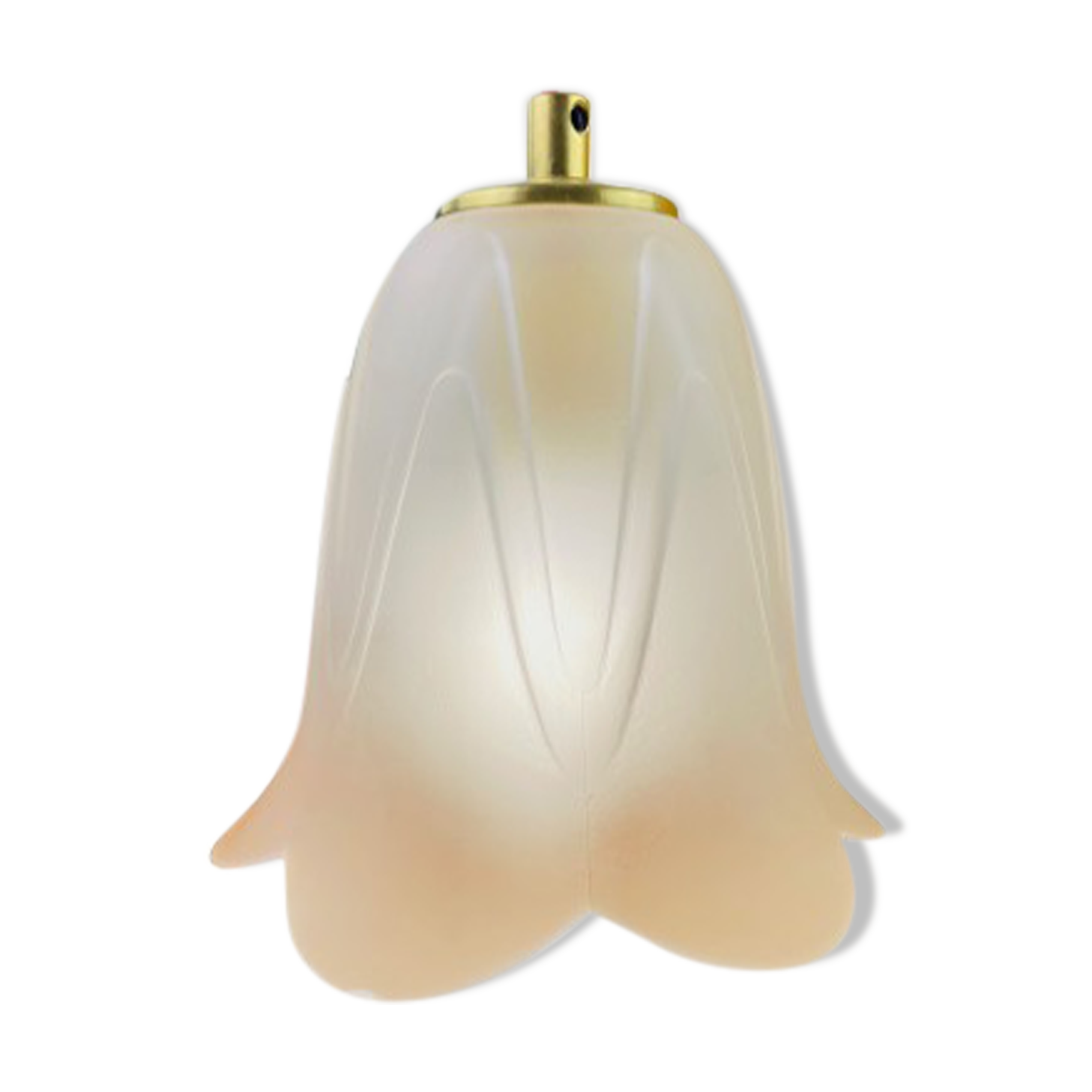 Walking lamp or suspension opaque globe shape of Art Deco flower