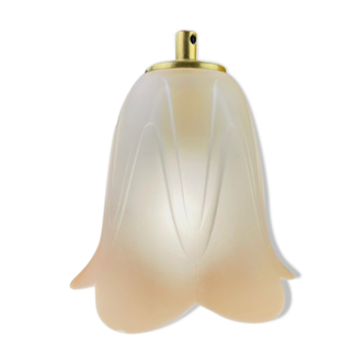 Walking lamp or suspension opaque globe shape of Art Deco flower
