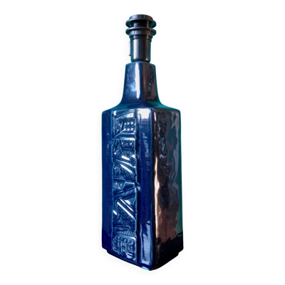 Haute lampe en grès émaillé bleue, signée ''Désirée''.  Danemak 1965