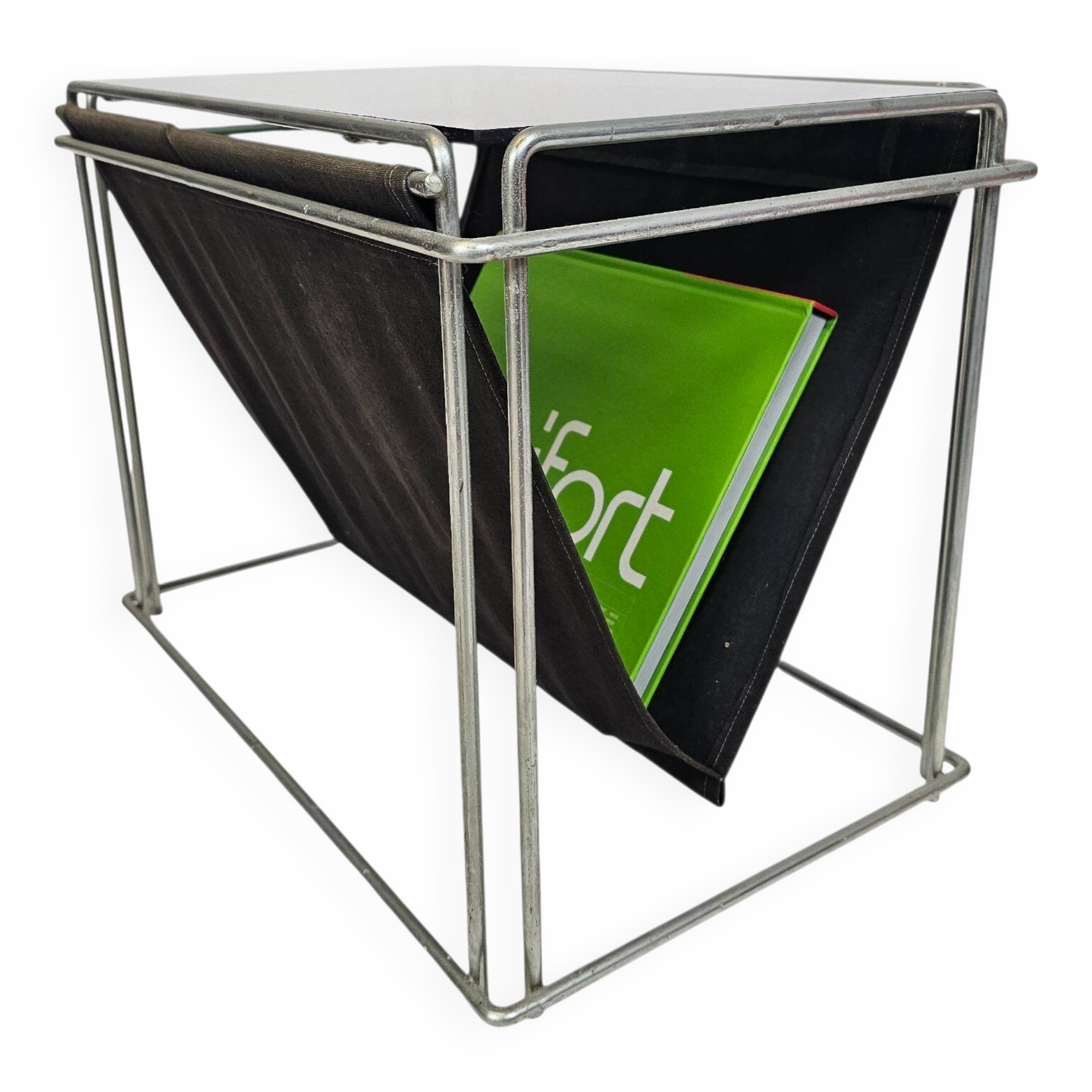 Max Sauze studio - side table - magazine rack - metal - glass - 70s