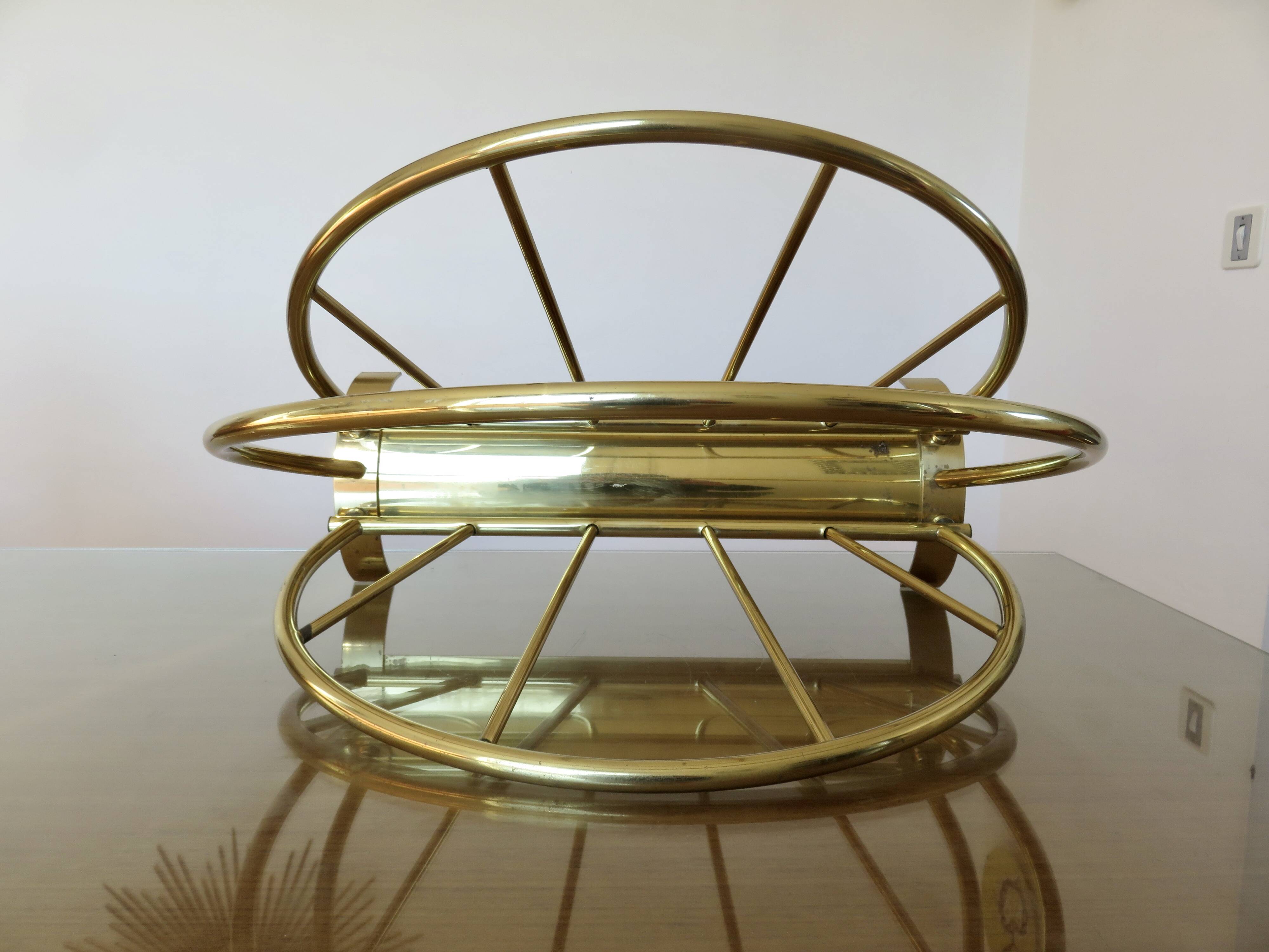 Golden brass magazine rack, Italy, 1950